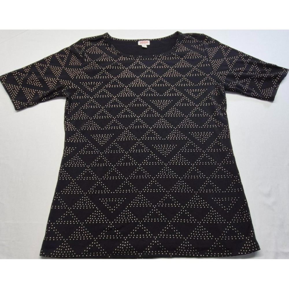 Lularoe women's black w/gold triangle design stretchy dressy blouse top‎ sz 2XL